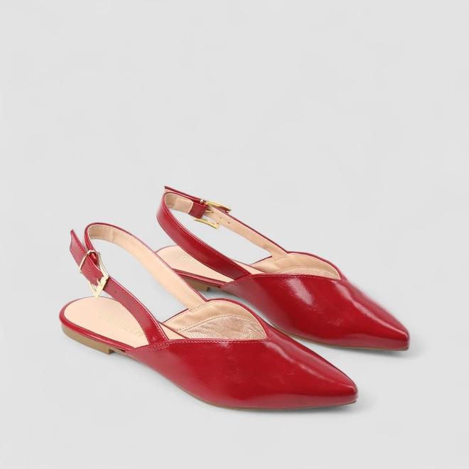 Sapatilha Slingback Feminina Gabriela Recorte Vinho