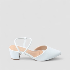 Scarpin Slingback Feminino Penélope Salto Bloco Azul Claro