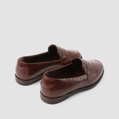 Mocassim Feminino Gabriela Textura Croco Verniz Marrom
