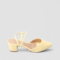 Scarpin Slingback Feminino Penélope Salto Bloco Amarelo