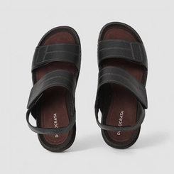 Sandália Masculina Democrata Original Couro Tira Contato Preta