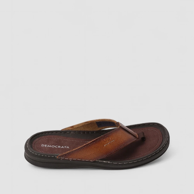 Chinelo Masculino Democrata Original Couro Marrom