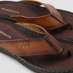 Chinelo Masculino Democrata Original Couro Marrom