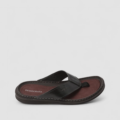 Chinelo Masculino Democrata Original Couro Preto