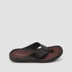 Chinelo Masculino Democrata Original Couro Preto