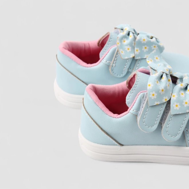 Tênis Casual Bebê Gabrielinha Detalhe Laço Margarida Azul