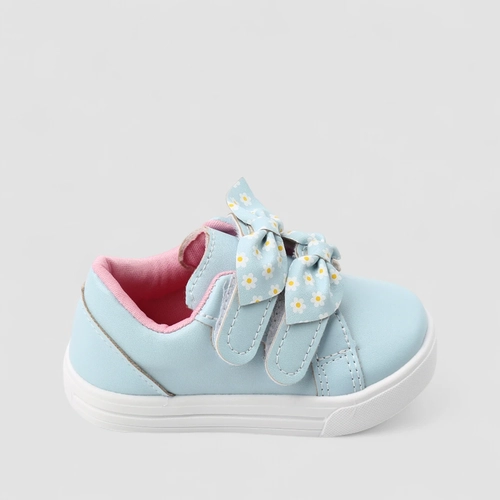 Tênis Casual Bebê Gabrielinha Detalhe Laço Margarida Azul