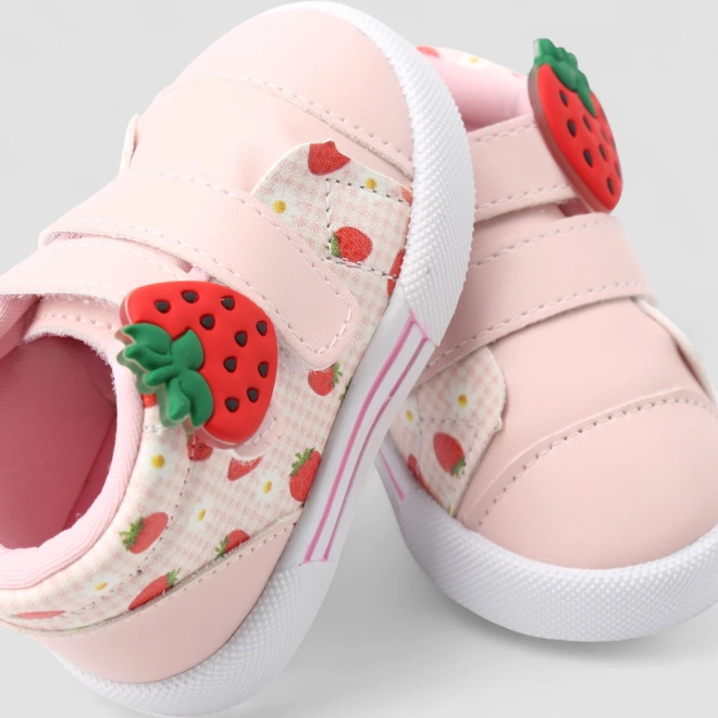 Tênis Casual Bebê Gabrielinha Morangos Rosa