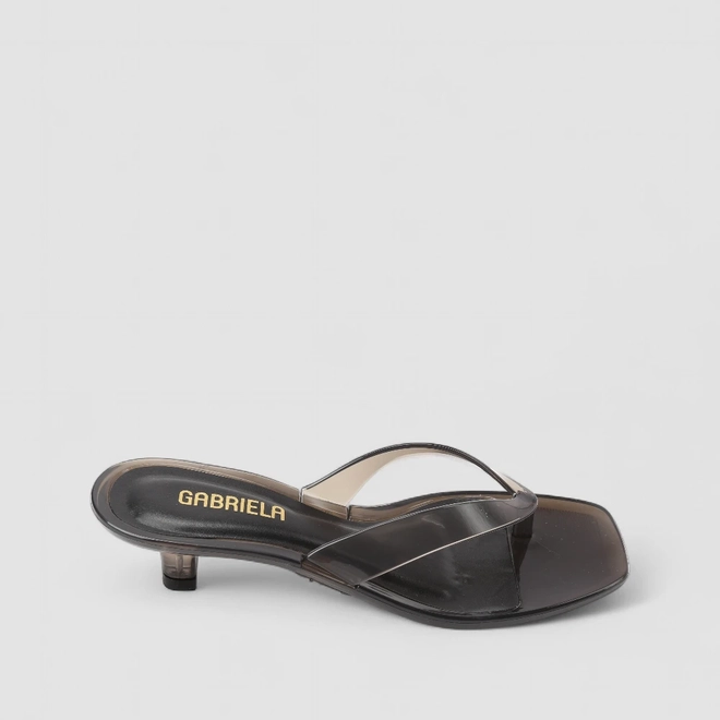 Tamanco Feminino Gabriela Salto Baixo Transparente Preto