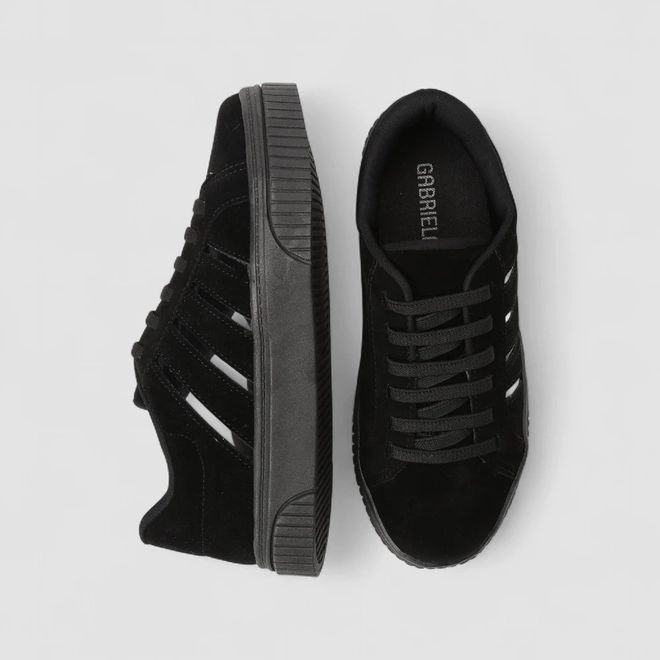 Tênis Casual Feminino Gabriela Camurça Preto