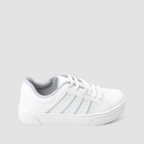 Tênis Casual Feminino Gabriela Detalhes Azul Elástico Branco