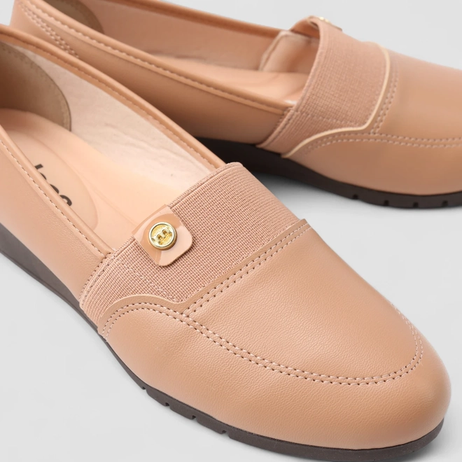 Sapatilha Feminina Moleca Elástico Nude