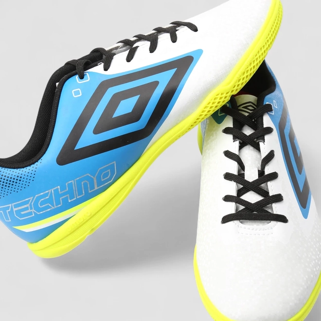 Chuteira Masculina Umbro Techno Neon Azul & Branco