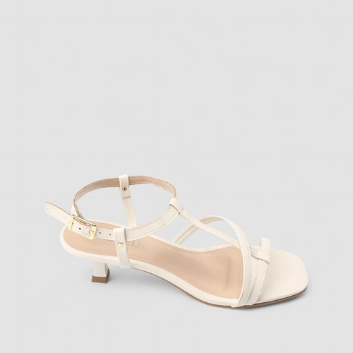Sandália Feminina Gabriela Salto Taça Multitiras Off White