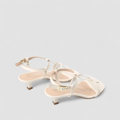 Sandália Feminina Gabriela Salto Taça Multitiras Off White