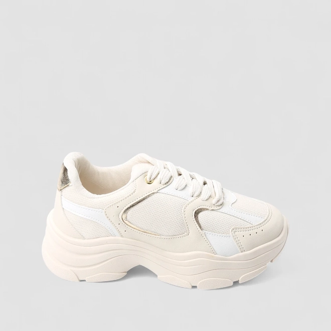 Tênis Chunky Feminino Gabriela Mesh Bege
