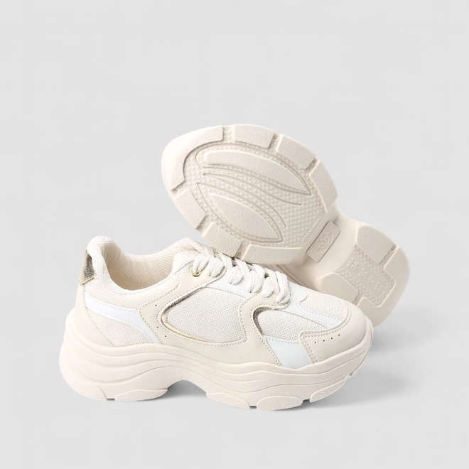 Tênis Chunky Feminino Gabriela Mesh Bege