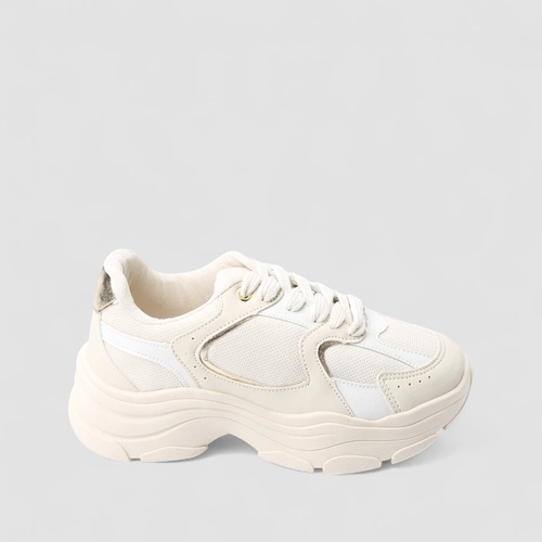 Tênis Chunky Feminino Gabriela Mesh Bege