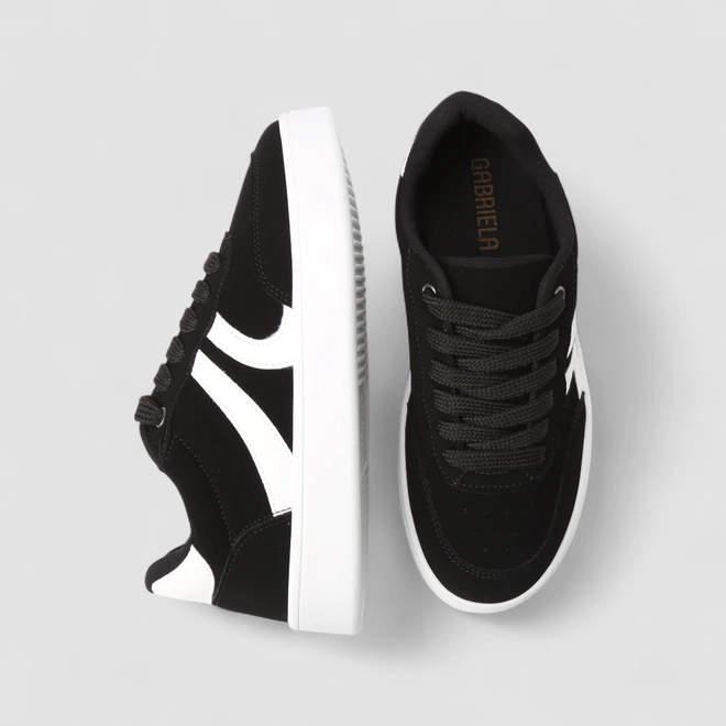 Tênis Casual Feminino Gabriela Nobuck Preto