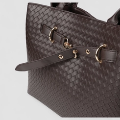 Bolsa Satchel Gabriela Grande Trama Fivela Marrom