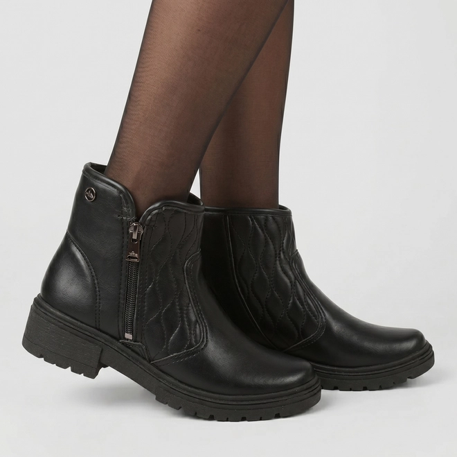 Coturno Feminino Dakota Pespontos Zíper Preto