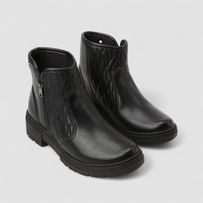 Coturno Feminino Dakota Pespontos Zíper Preto