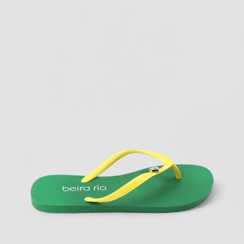 Chinelo Feminino Beira Rio Detalhe Metálico Brasil Verde & Amarelo