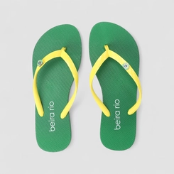 Chinelo Feminino Beira Rio Detalhe Metálico Brasil Verde & Amarelo