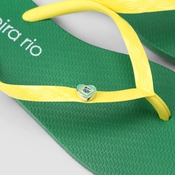 Chinelo Feminino Beira Rio Detalhe Metálico Brasil Verde & Amarelo