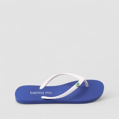 Chinelo Feminino Beira Rio Detalhe Metálico Brasil Azul & Branco