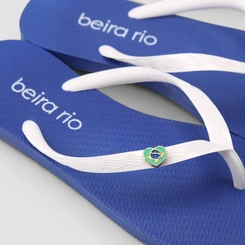 Chinelo Feminino Beira Rio Detalhe Metálico Brasil Azul & Branco