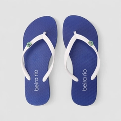 Chinelo Feminino Beira Rio Detalhe Metálico Brasil Azul & Branco
