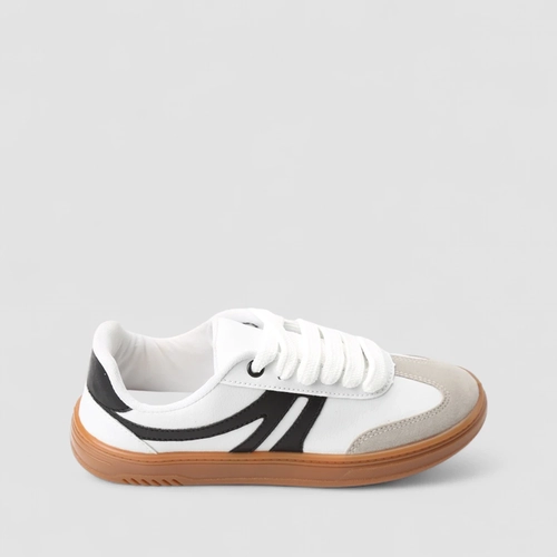 Tênis Casual Feminino Penélope Tiras Estilizadas Branco & Preto