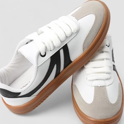 Tênis Casual Feminino Penélope Tiras Estilizadas Branco & Preto