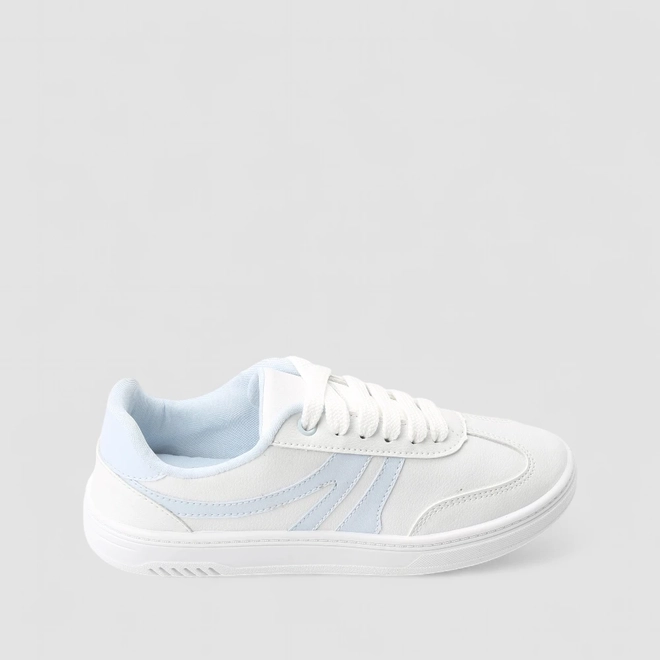 Tênis Casual Feminino Penélope Tiras Estilizadas Branco & Azul