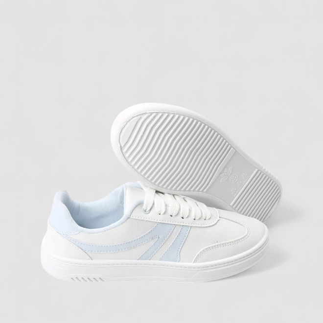 Tênis Casual Feminino Penélope Tiras Estilizadas Branco & Azul