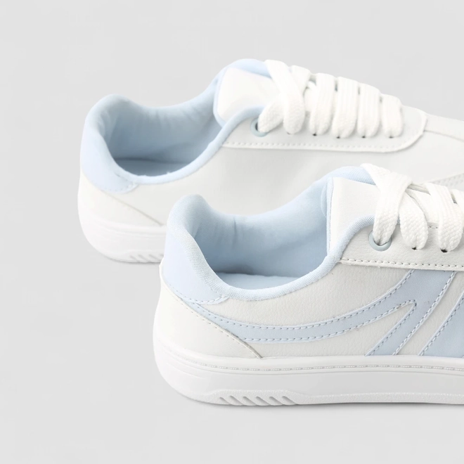 Tênis Casual Feminino Penélope Tiras Estilizadas Branco & Azul