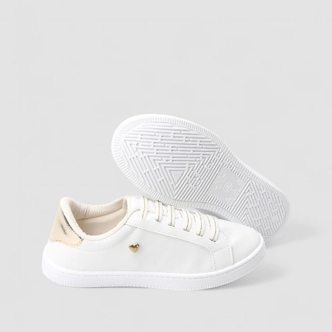 Tênis Casual Feminino Penélope Detalhe Metalizado Branco