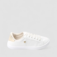 Tênis Casual Feminino Penélope Detalhe Metalizado Branco