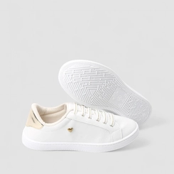 Tênis Casual Feminino Penélope Detalhe Metalizado Branco