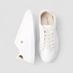 Tênis Casual Feminino Penélope Detalhe Metalizado Branco