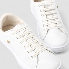 Tênis Casual Feminino Penélope Detalhe Metalizado Branco