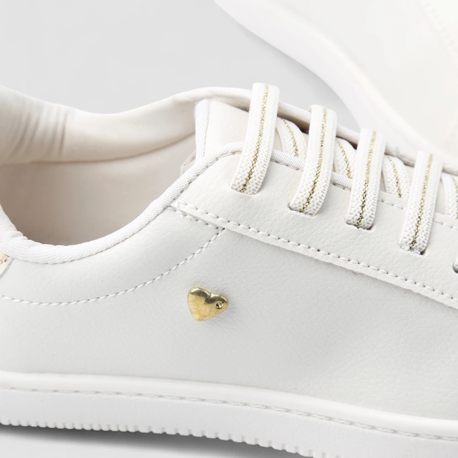 Tênis Casual Feminino Penélope Detalhe Metalizado Off White