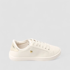 Tênis Casual Feminino Penélope Detalhe Metalizado Off White