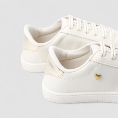 Tênis Casual Feminino Penélope Detalhe Metalizado Off White
