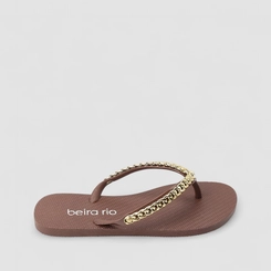 Chinelo Feminino Beira Rio Corrente Dourada Marrom