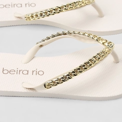 Chinelo Feminino Beira Rio Corrente Dourada Branco