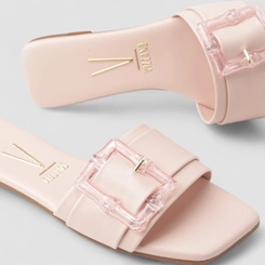Rasteira Feminina Vizzano Original Fivela Retangular Rosa