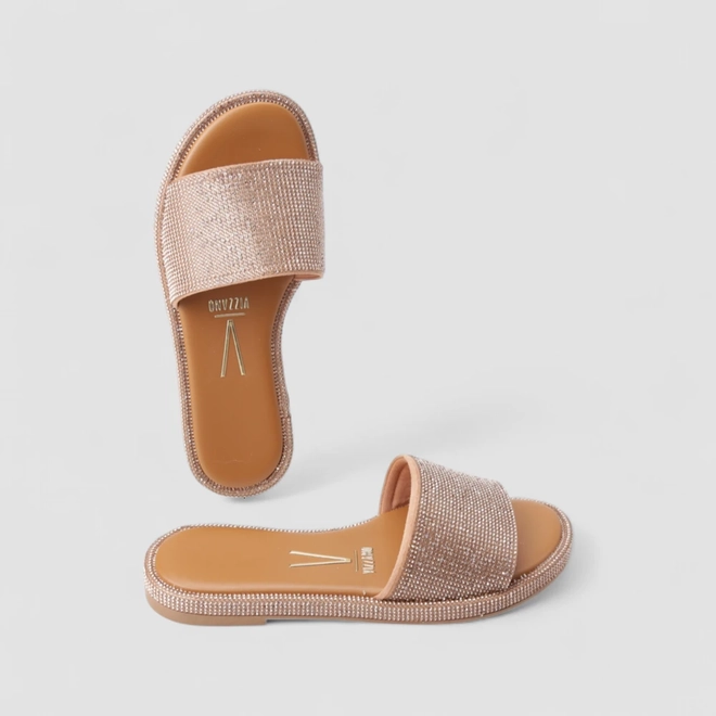 Rasteira Feminina Vizzano Original Strass Caramelo