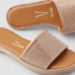 Rasteira Feminina Vizzano Original Strass Caramelo